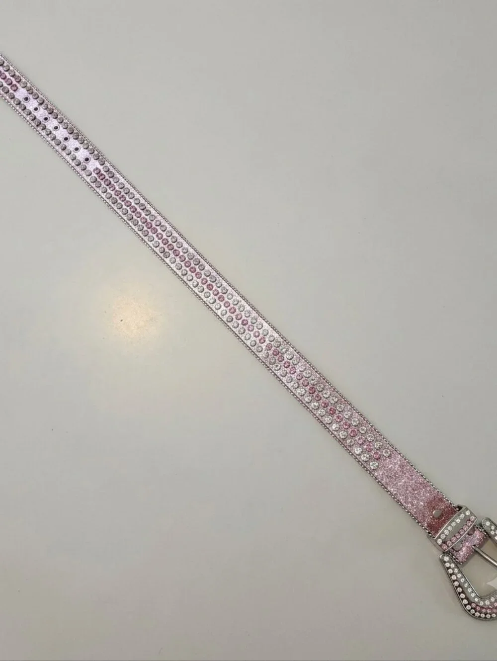 Unbranded Pink Rhinestone Western Belt Sparkly Leather Bling Cowboy Buckle
